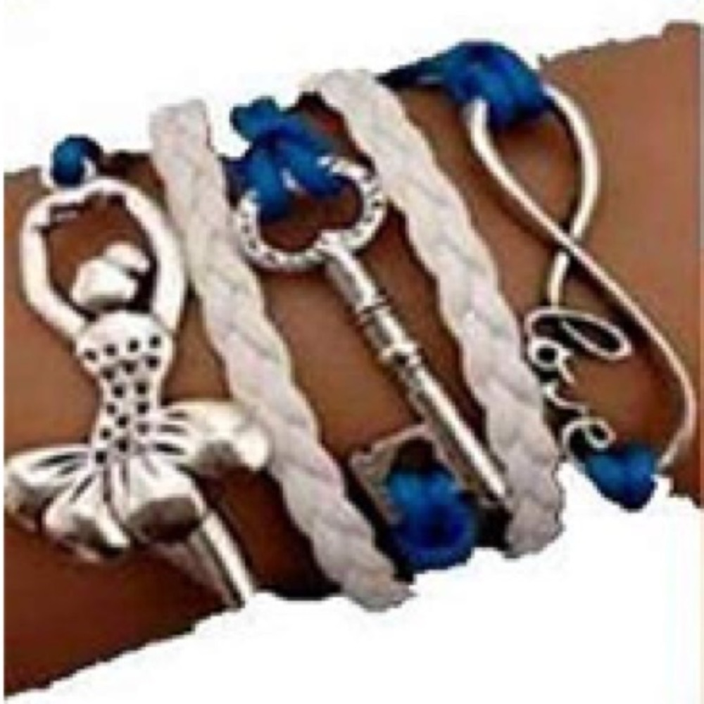 Beautiful Blue Ballerina Leather Bracelet
